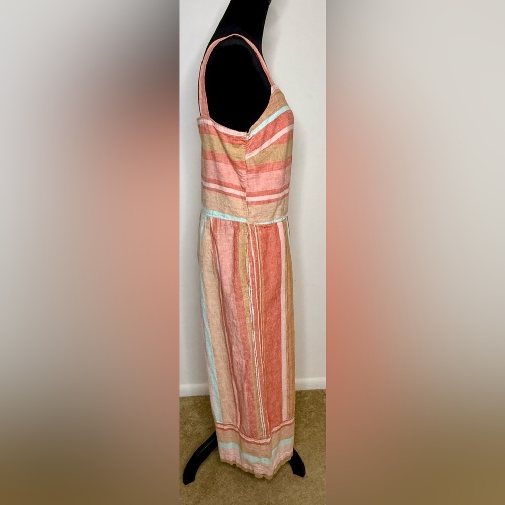 Beach lunch lounge preppy chic linen cotton striped summer romper pockets size 6 - Picture 8 of 10